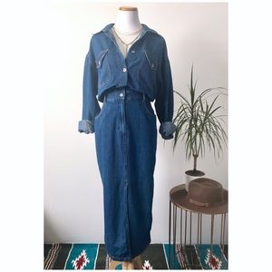 Vintage denim midi dress